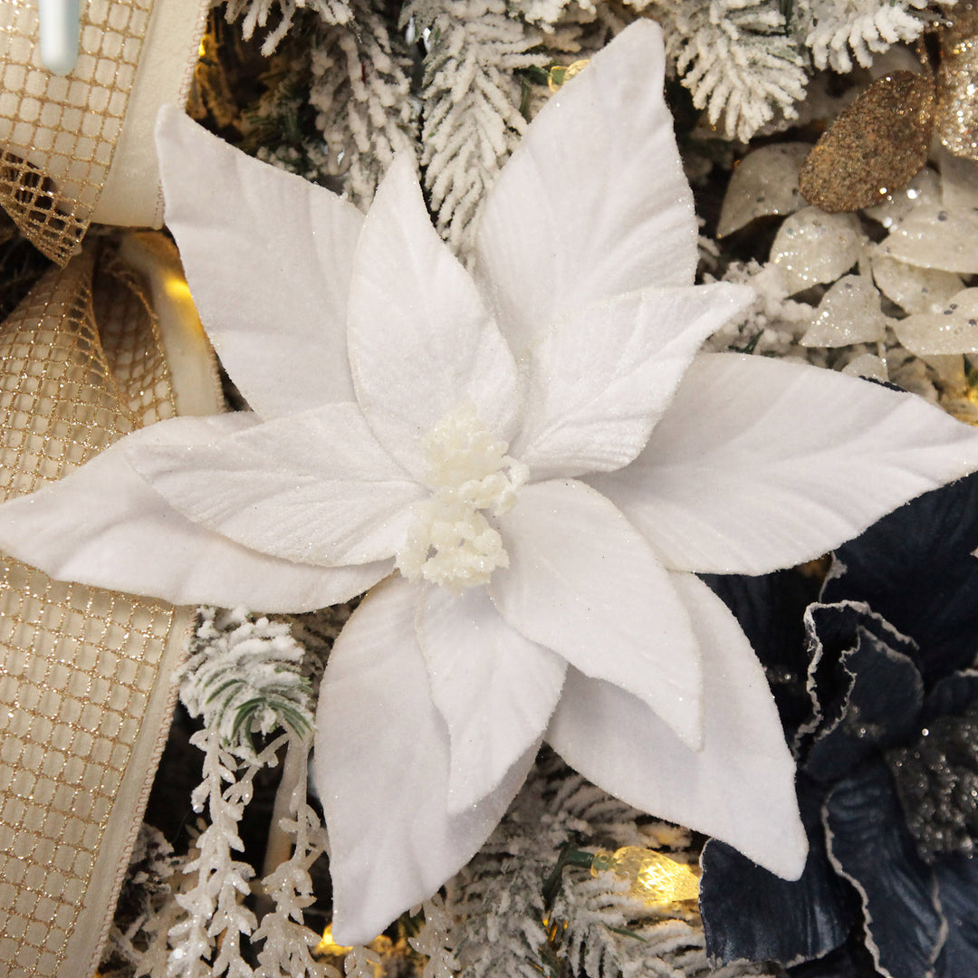 White Velvet Poinsettia Flower Stem