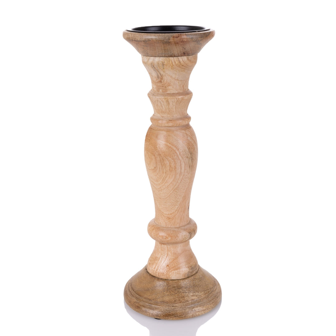 Coastal Wood Pillar Candle Holder 32cm