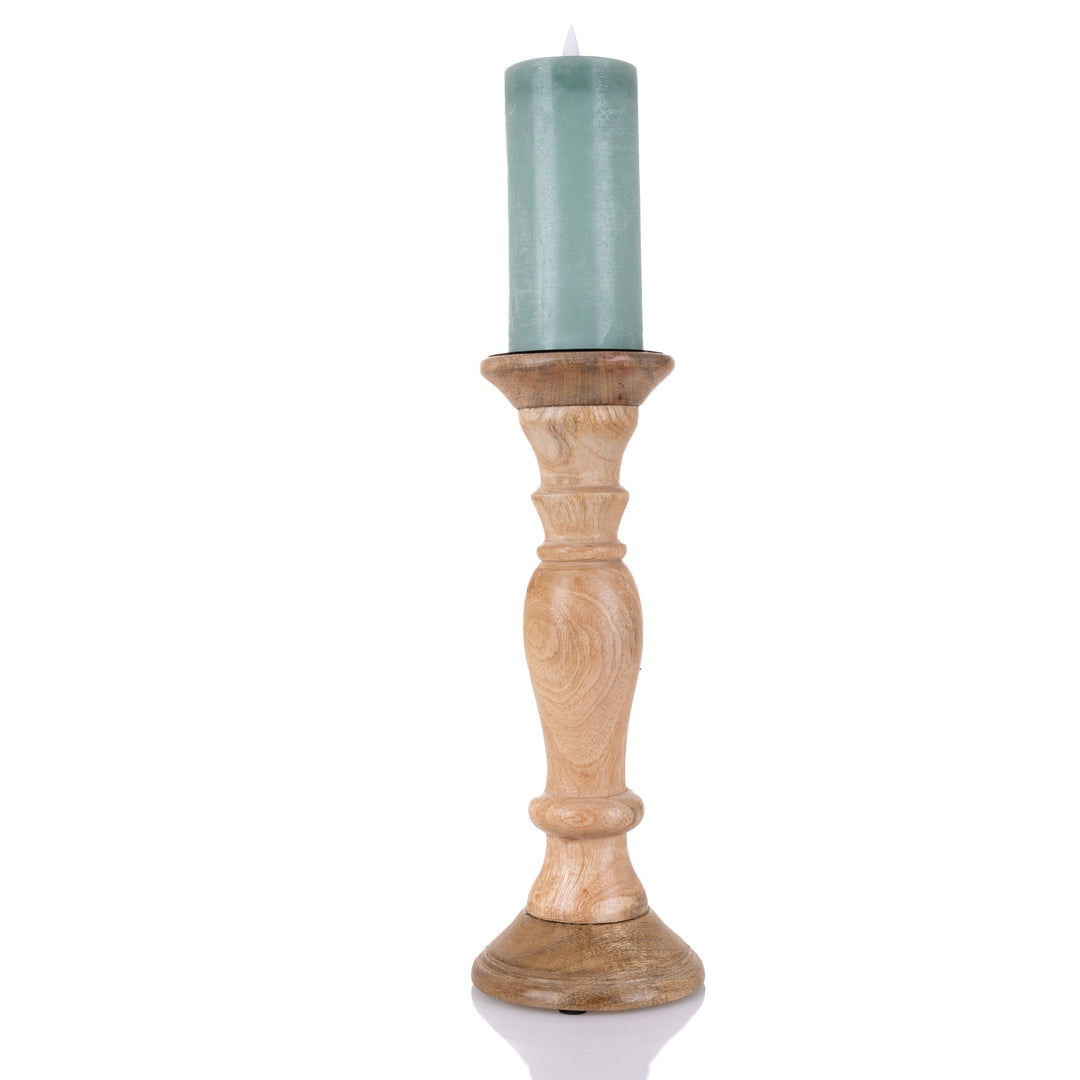 Coastal Wood Pillar Candle Holder 32cm