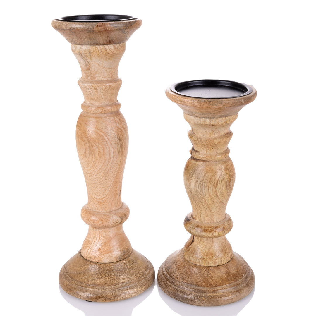 Coastal Wood Pillar Candle Holder 32cm