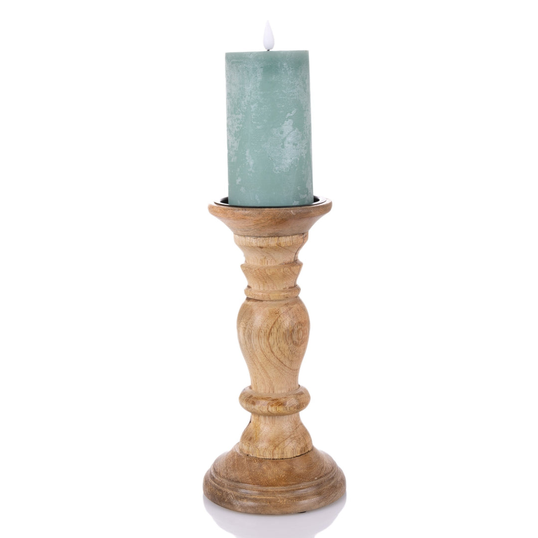 Coastal Wood Pillar Candle Holder 24cm