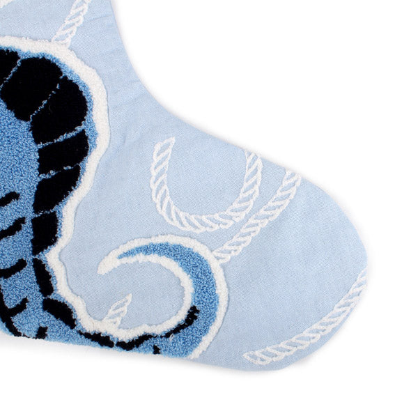 Personalised Coastal Seahorse Christmas Stocking Detail