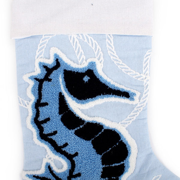 Personalised Coastal Seahorse Christmas Stocking Detail