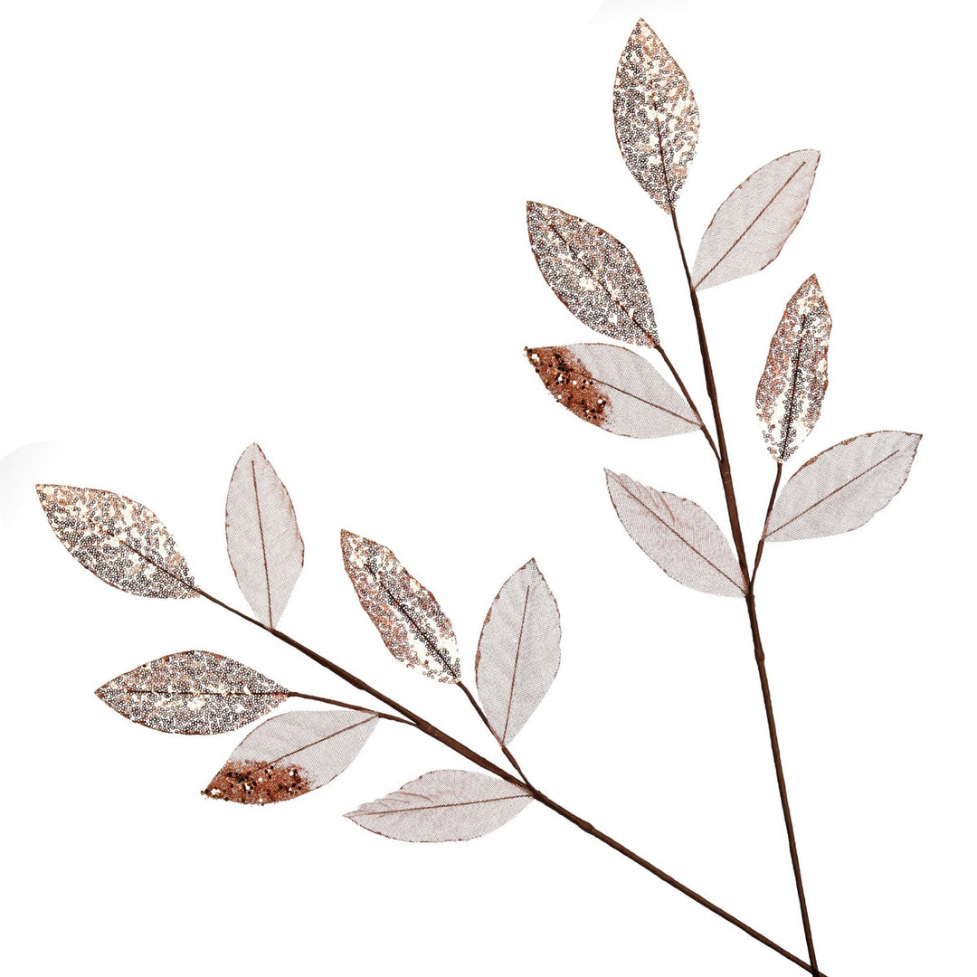 Blush Mixed Leaf Burlap Sequin Spray