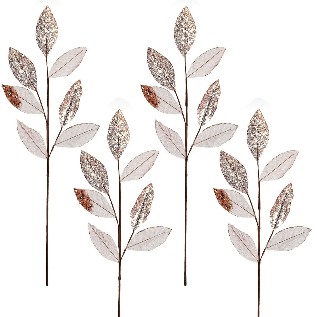 Blush Mixed Leaf Burlap Sequin Spray