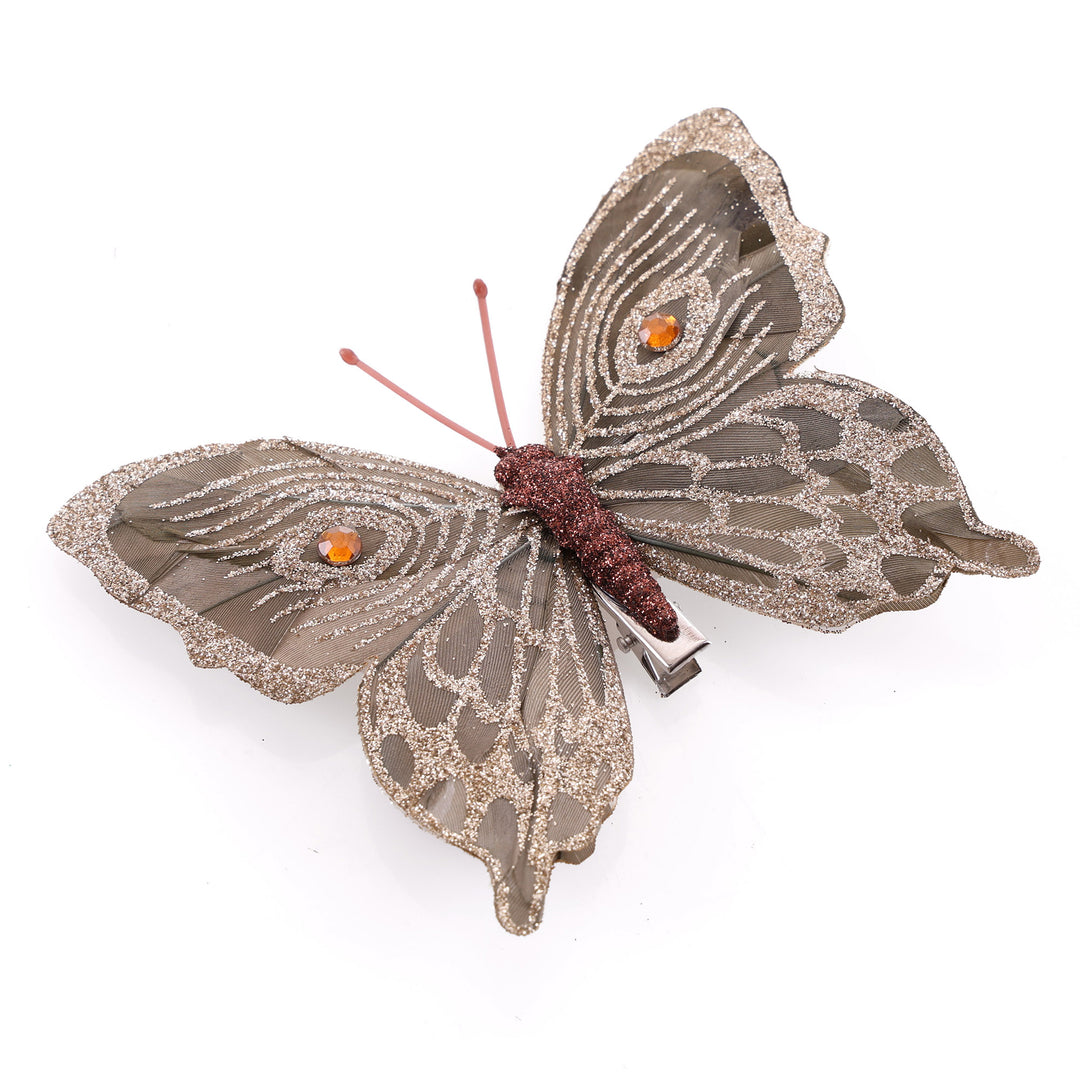 Copper Feather Butterfly Clips - Pack of 3