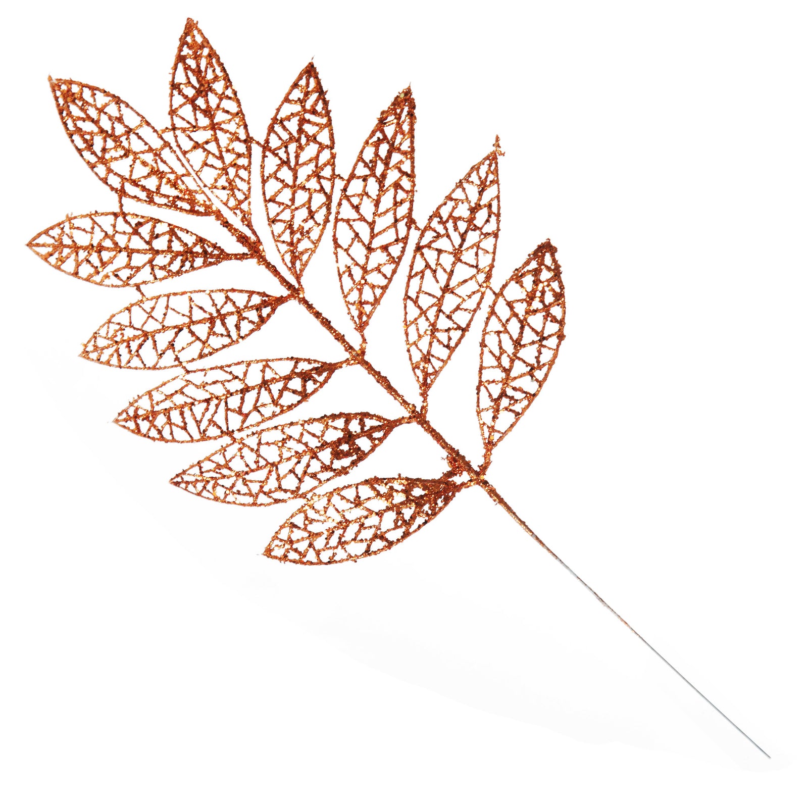 Copper Glitter Mesh Leaf Pick