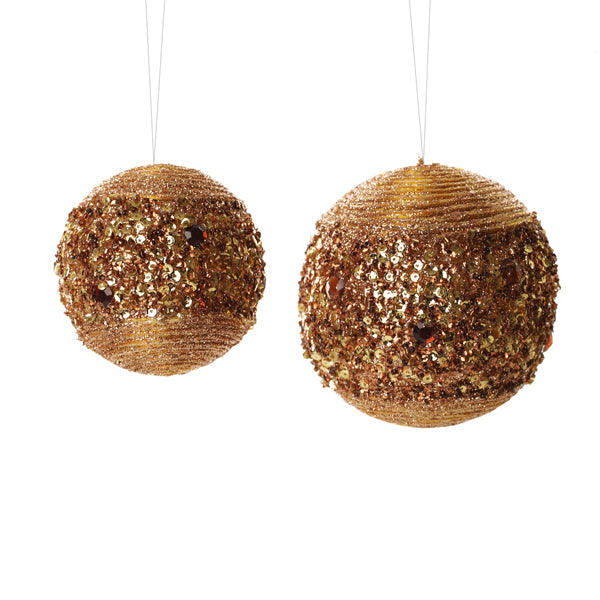 Copper Glitter Sequin Christmas Ball Group