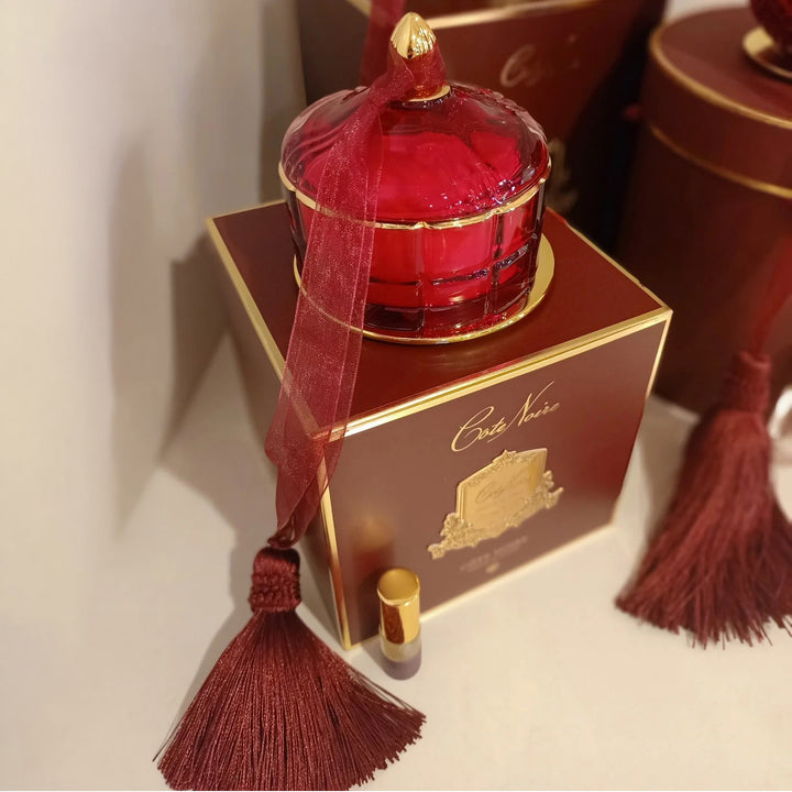 Cote Noire Art Deco Candle - Red and Gold - Rose Oud