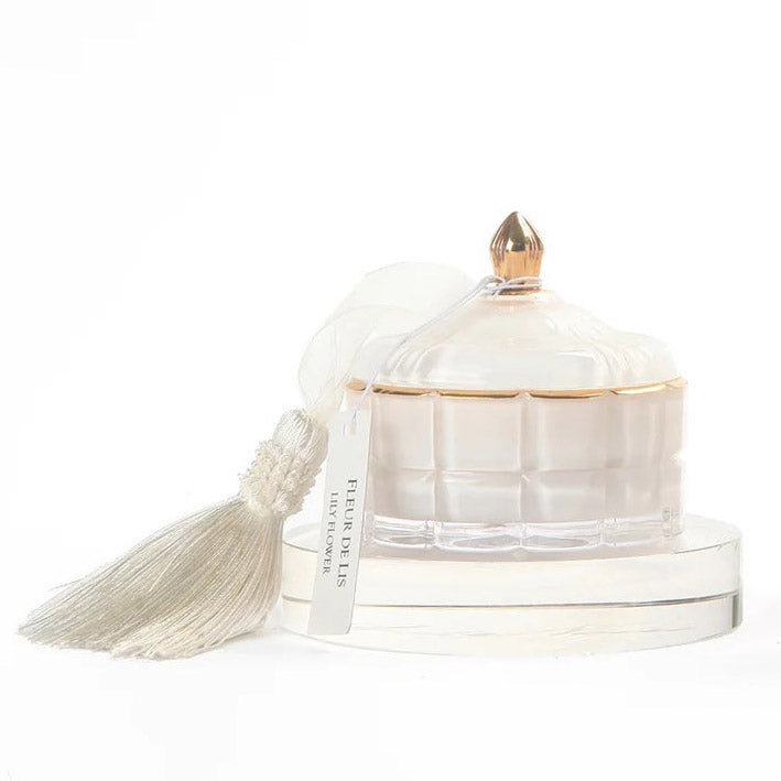 Cote Noire Art Deco Candle - White and Gold - Jasmine Flower Tea