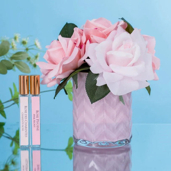 Cote Noire Herringbone Flower Pink - Pink Roses