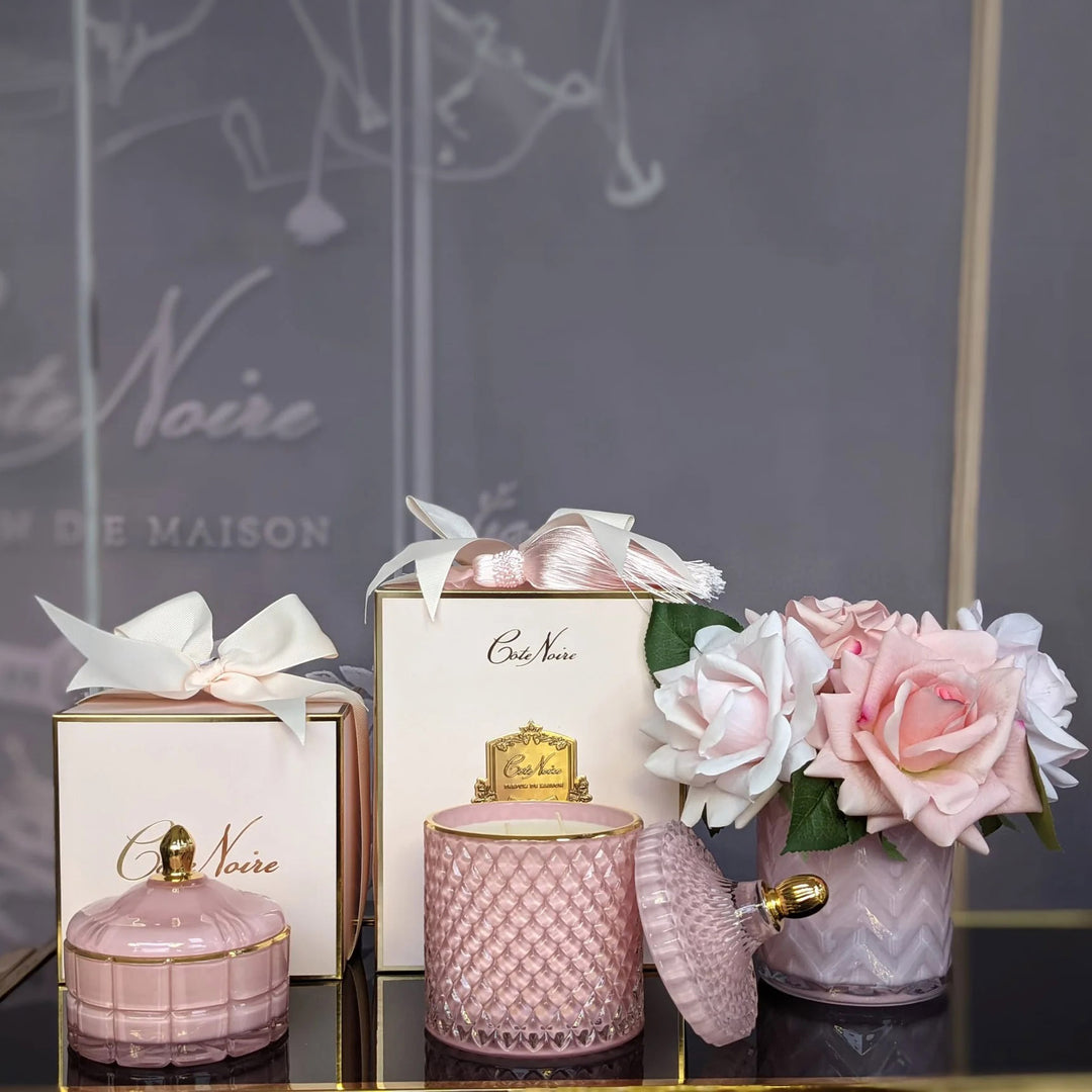 Cote Noire Herringbone Flower Pink - Pink Roses