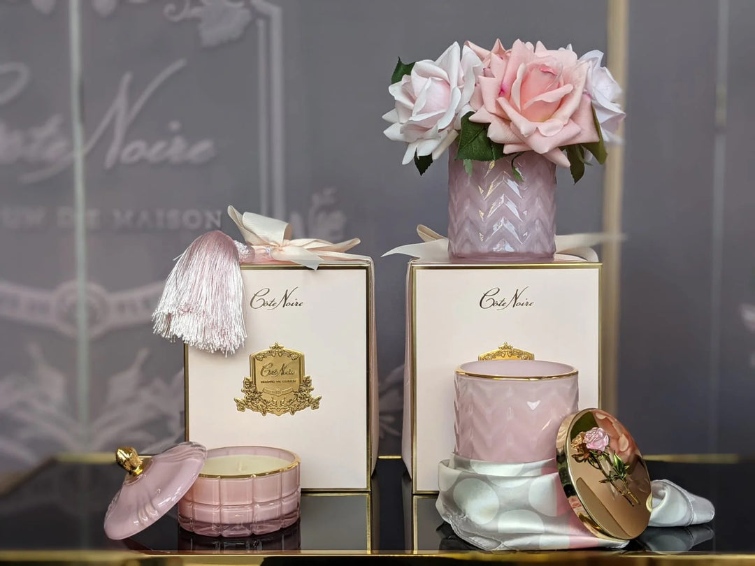 Cote Noire Herringbone Flower Pink - Pink Roses