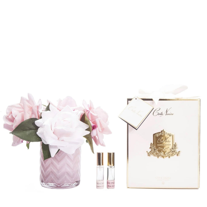Cote Noire Herringbone Flower Pink - Pink Roses