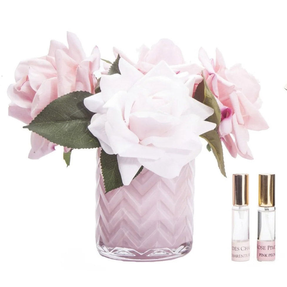 Cote Noire Herringbone Flower Pink - Pink Roses