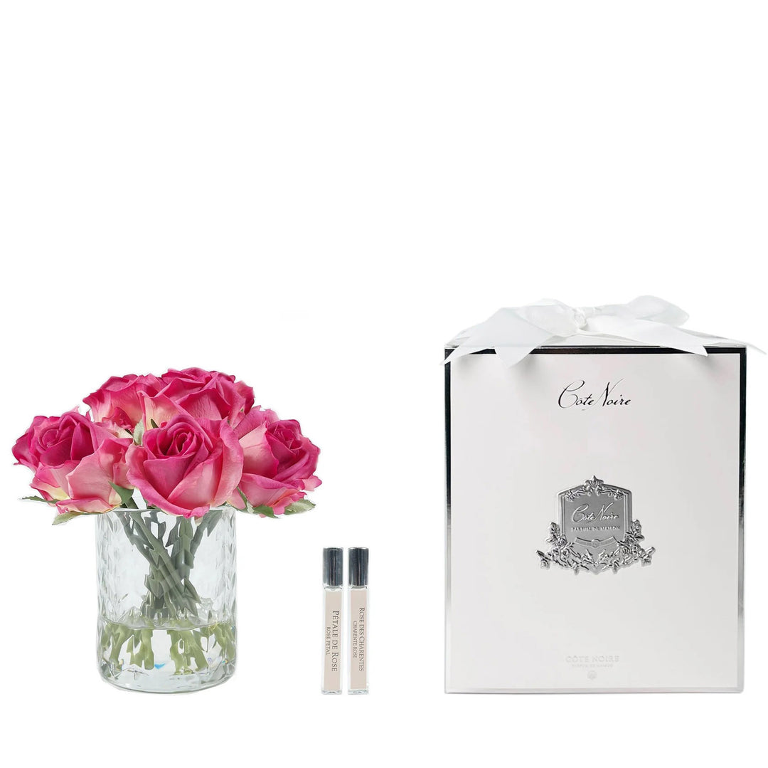 Cote Noire Herringbone Flower - Rose Buds - Magenta