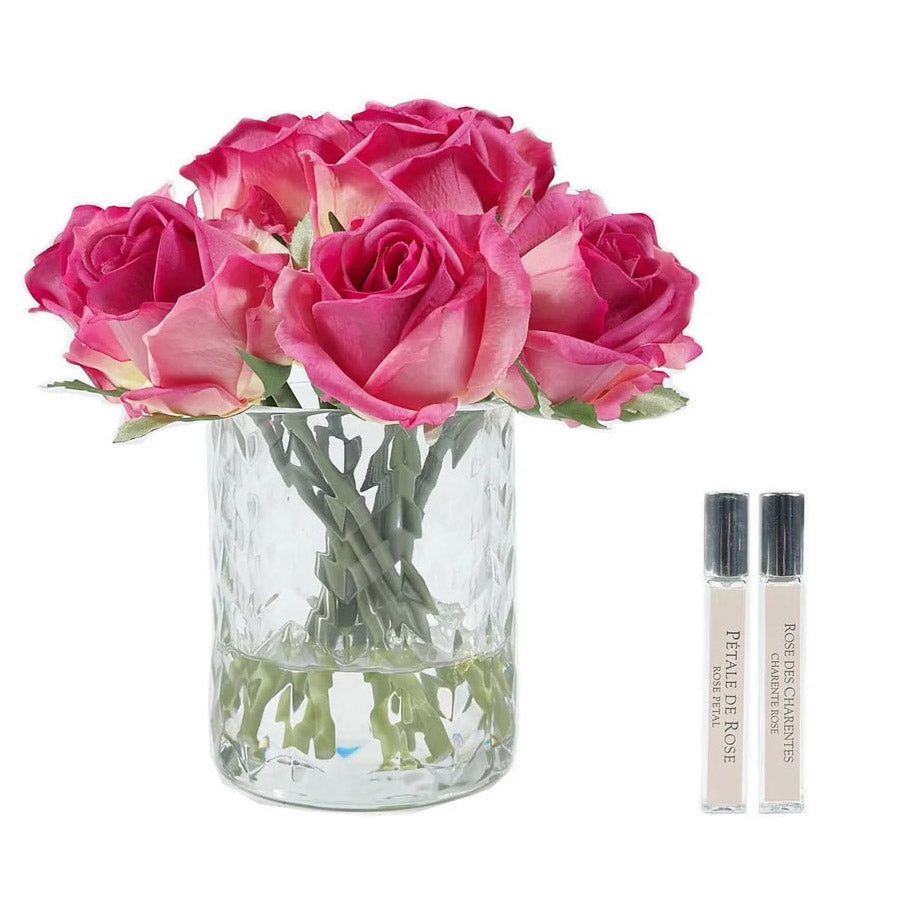 Cote Noire Herringbone Flower - Rose Buds - Magenta