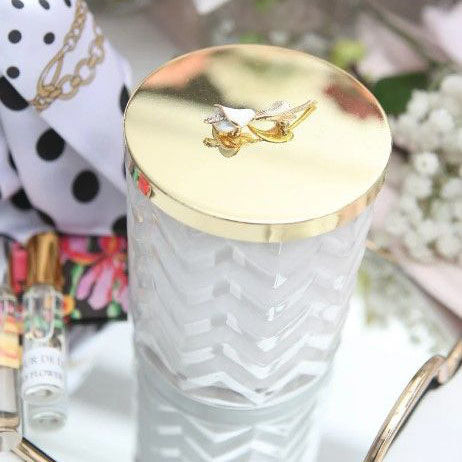 Cote Noire Lily Flower scented Herringbone Candle with Scarf - Golden Lily Brooch