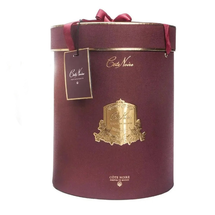 Cote Noire Luxury- Champagne Roses &amp; Lilies in a Burgundy Box