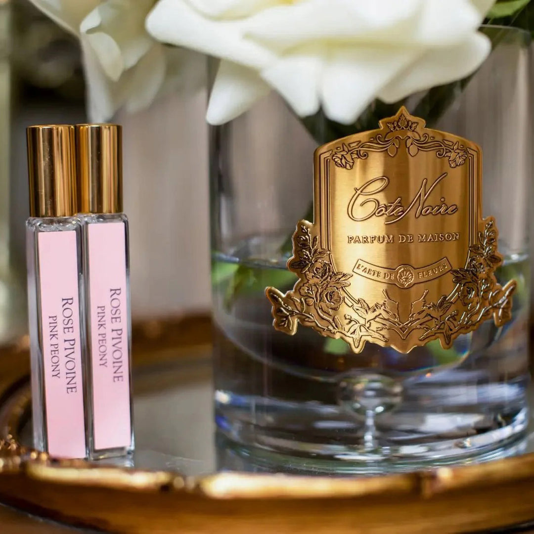 Cote Noire Luxury- Champagne Roses &amp; Lilies in a Burgundy Box