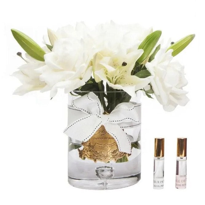 Cote Noire Luxury- Champagne Roses &amp; Lilies in a Burgundy Box