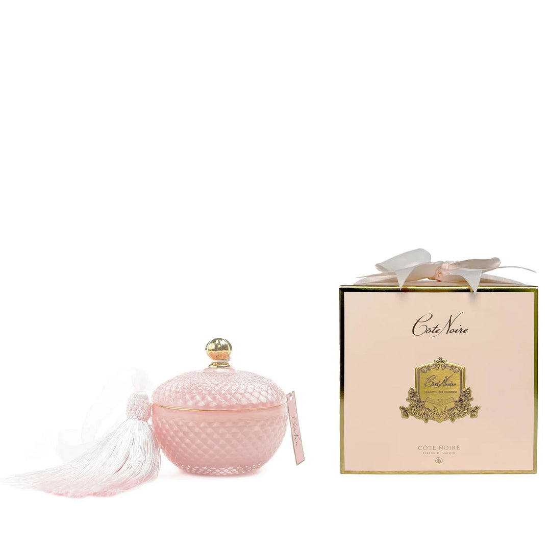 Cote Noire Round Art Deco Candle - Pink and Gold - Pink Champagne