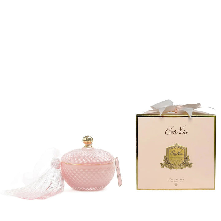 Cote Noire Round Art Deco Candle - Pink and Gold - Pink Champagne