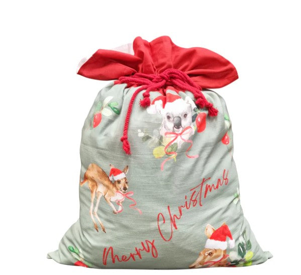 Personalised Outback Christmas Mint Santa Sack