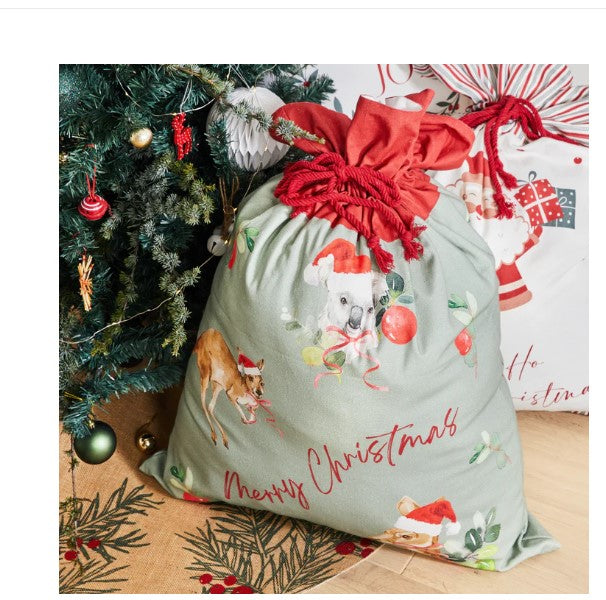 Personalised Outback Christmas Mint Santa Sack
