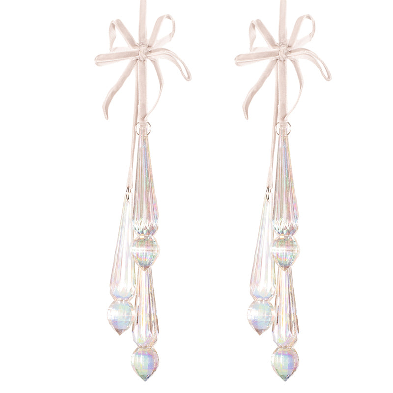 Crystal Long Drop Trio Tree Decoration - Set of 2