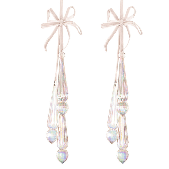 Crystal Long Drop Trio Tree Decoration - Set of 2