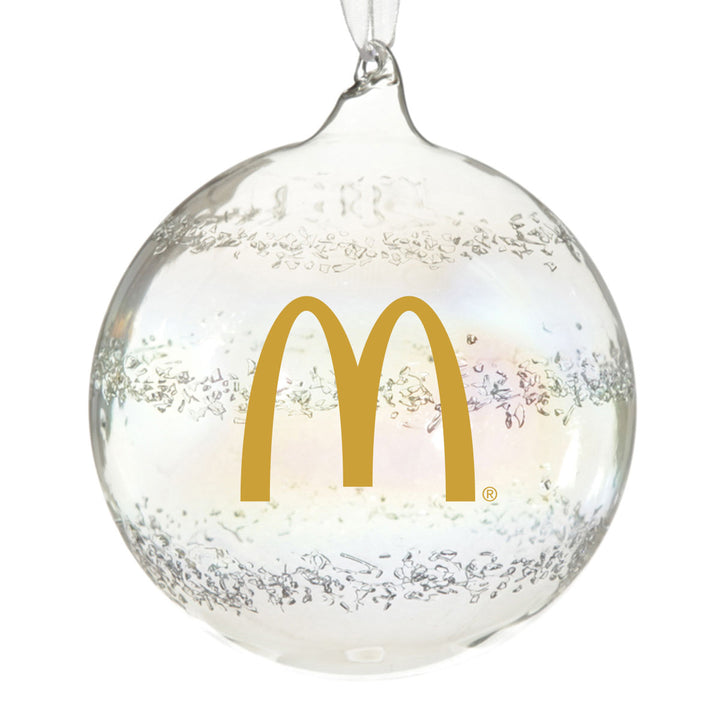 Customised Large Clear Glass Logo Decal Bauble