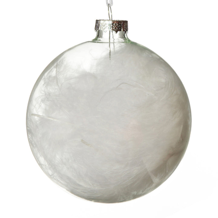 Glass White Feather Bauble