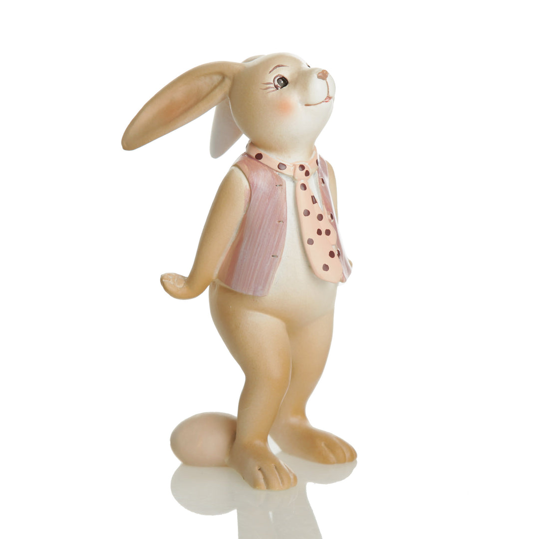 Cute Boy Bunny Rabbit Figurine with Waistcoat and Tie