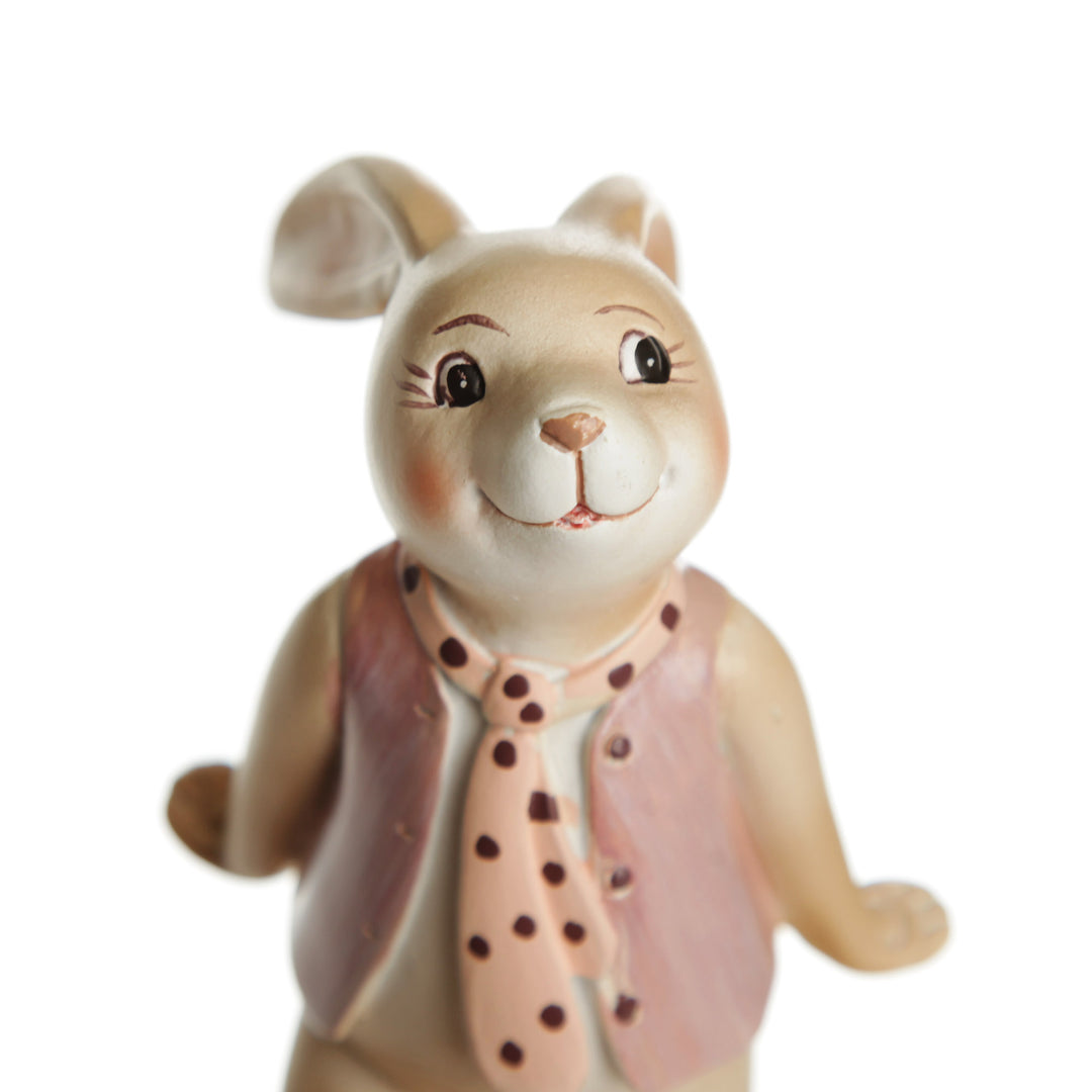 Cute Boy Bunny Rabbit Figurine with Waistcoat and Tie