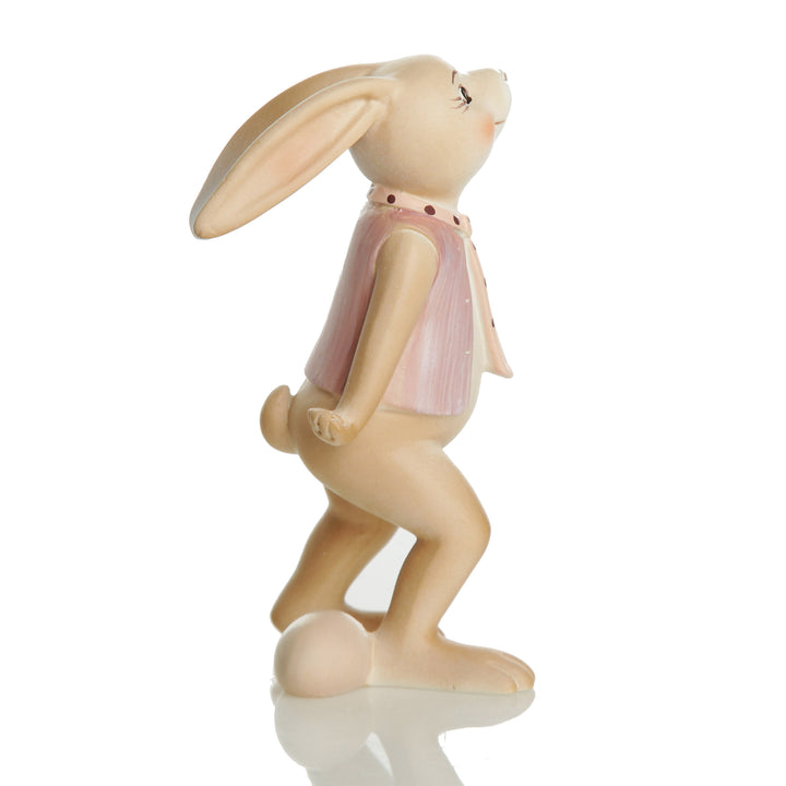 Cute Boy Bunny Rabbit Figurine with Waistcoat and Tie