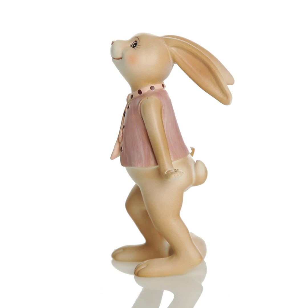 Cute Boy Bunny Rabbit Figurine with Waistcoat and Tie