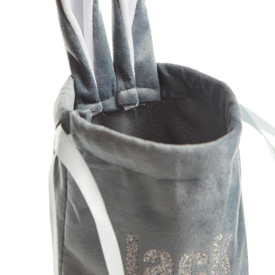 Personalised Cute Blue Velvet Bunny Ear Easter Bag