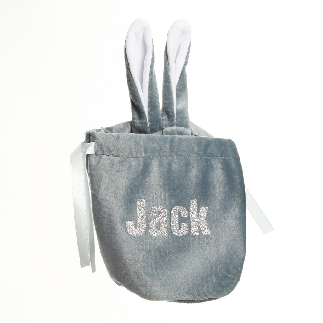 Personalised Cute Blue Velvet Bunny Ear Easter Bag