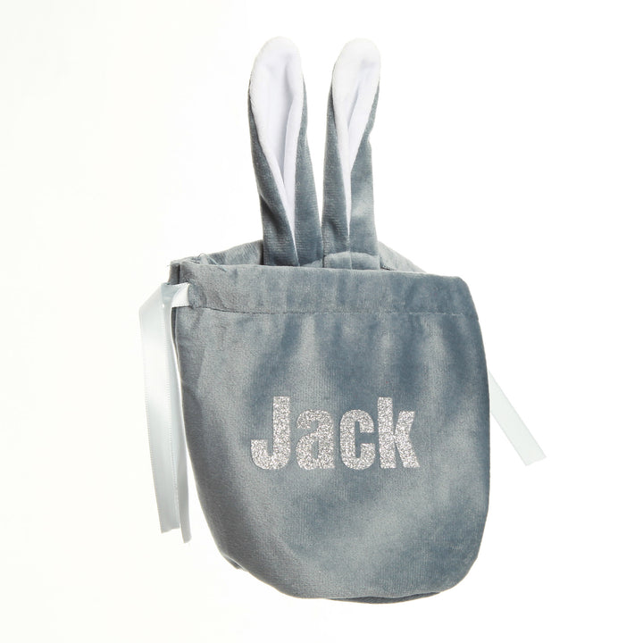 Personalised Cute Blue Velvet Bunny Ear Easter Bag