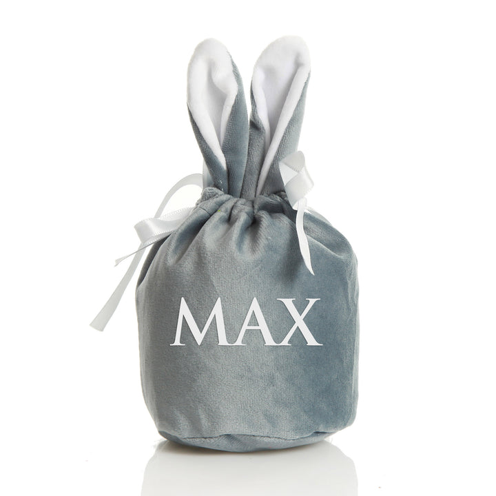 Personalised Cute Blue Velvet Bunny Ear Easter Bag
