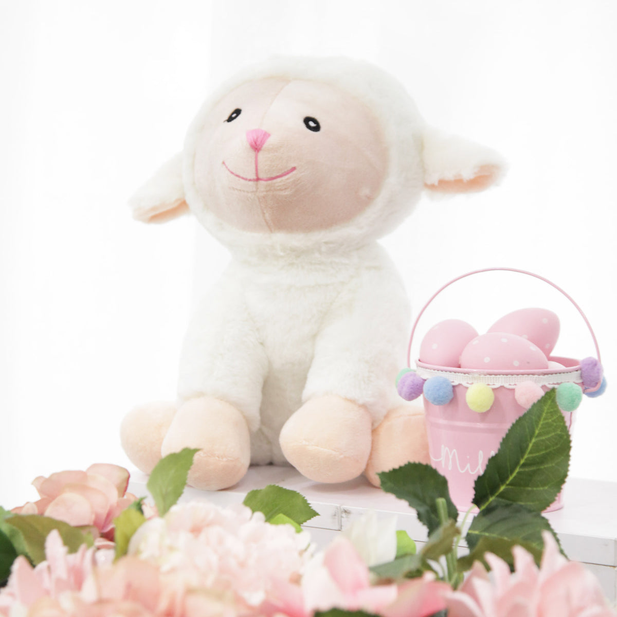 Cute White Plush Sitting Lamb