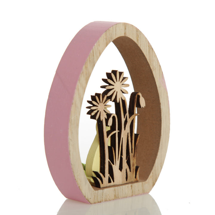 Cutout Wood Egg Decoration with Bunny Scene