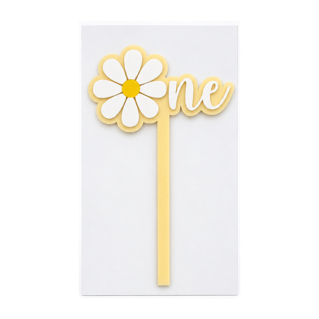 Daisy One Acrylic Cut Double Layer Cake Topper