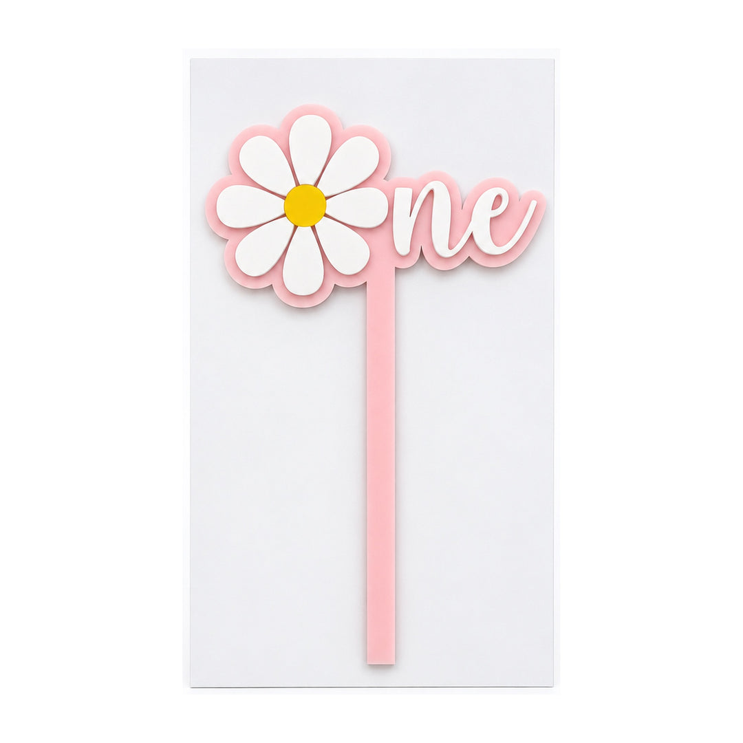 Daisy One Acrylic Cut Double Layer Cake Topper