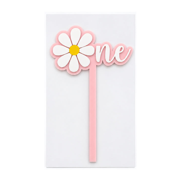 Daisy One Acrylic Cut Double Layer Cake Topper