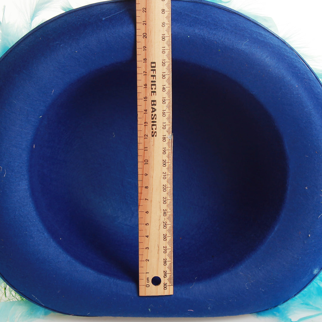 Personalised Blue Feather and Bunny Easter Hat - Size Scale