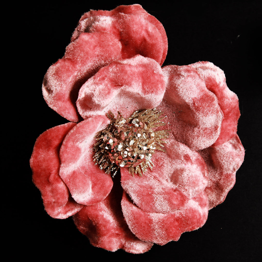 Dark Pink Velvet Magnolia Flower Clip