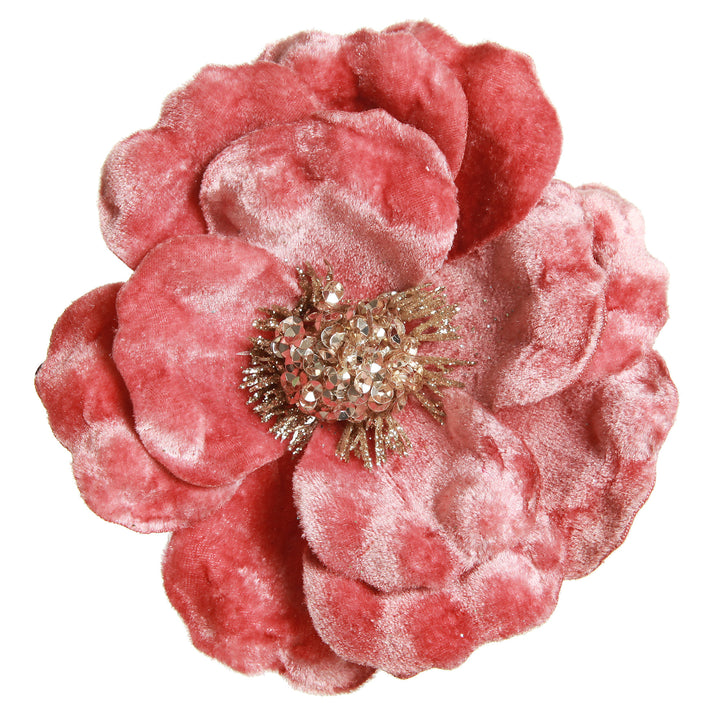 Dark Pink Velvet Magnolia Flower Clip
