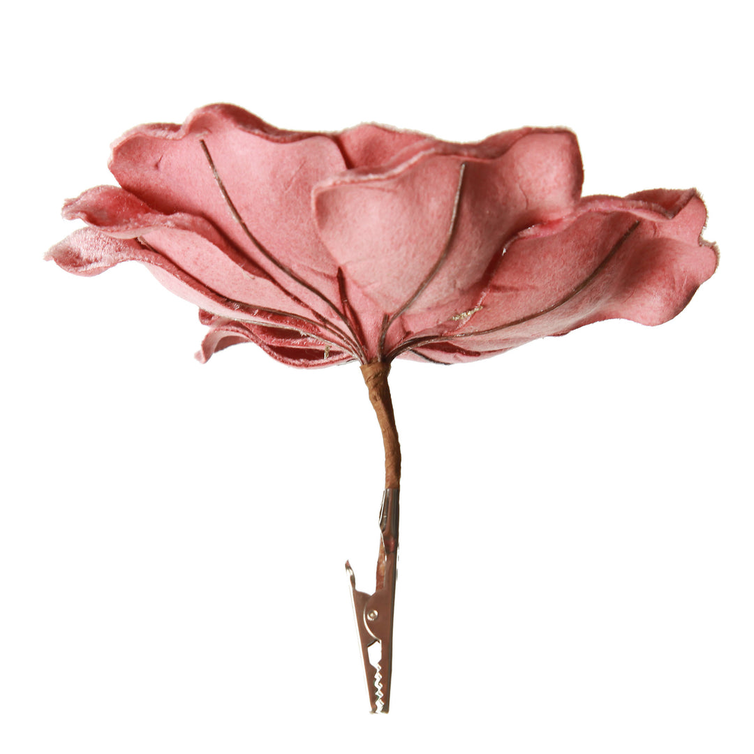 Dark Pink Velvet Magnolia Flower Clip